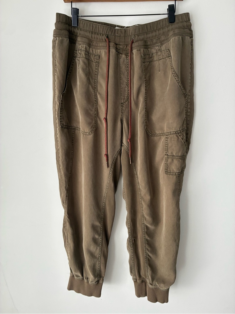 By Anthropologie Cargo Jogger Pants Women’s L Olive Green Lyocell Utility